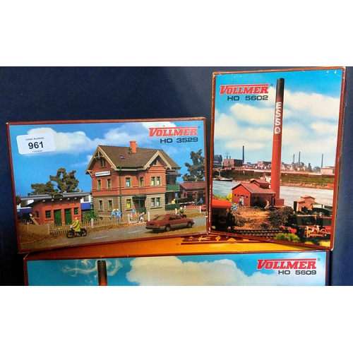 961 - 3 Boxed Vollmer HO Buildings - 3529, 5602, 5609