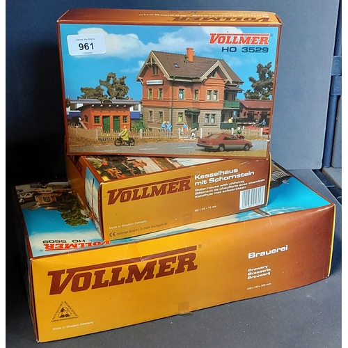 961 - 3 Boxed Vollmer HO Buildings - 3529, 5602, 5609