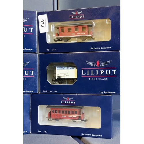 970 - 12 Boxed Liliput First Class 1:87 Wagons / Carriages - L371113, L371011, L225313, L245001, L294203, ... 