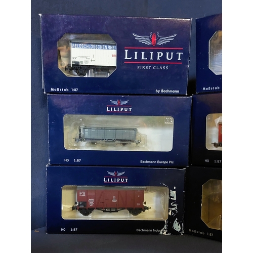 970 - 12 Boxed Liliput First Class 1:87 Wagons / Carriages - L371113, L371011, L225313, L245001, L294203, ... 