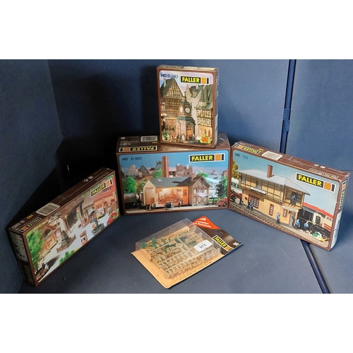 975 - 5 Unopened Boxed Faller HO Buildings - 588, B-583, B-580, 123, B-960