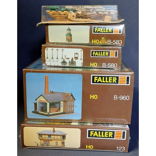 975 - 5 Unopened Boxed Faller HO Buildings - 588, B-583, B-580, 123, B-960