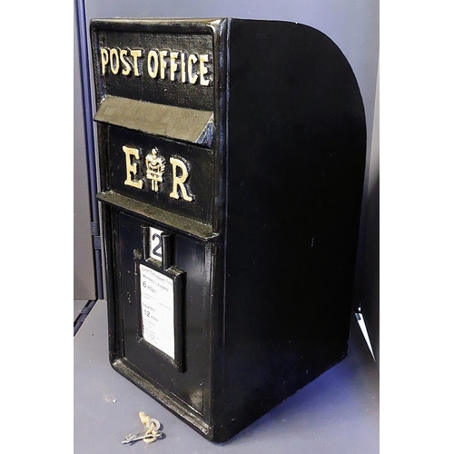 185 - Metal Post Office Letter Box - C. 40cm D x 65cm H x 30cm W