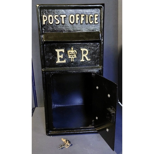 185 - Metal Post Office Letter Box - C. 40cm D x 65cm H x 30cm W