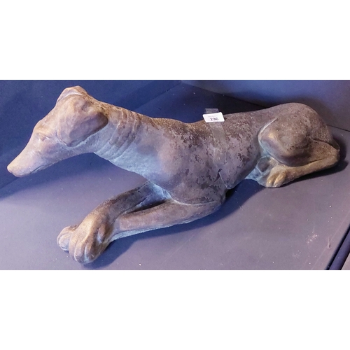 296 - Pair of Reclining Lurcher Dog Figures - C. 67cm W