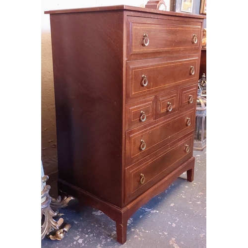 312 - Inlaid Mahogany Tallboy 7 Drawer Chest - C. 80cm W x 50cm D x 108cm H