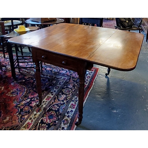 338 - Mahogany Drop Leaf Table with Drawer to One End - C. 106cm W x 62cm D x 72cm H