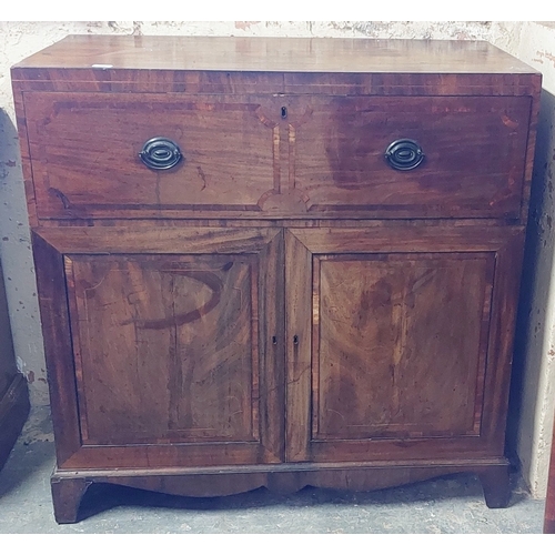 372 - Georgian Mahogany Inlaid Secretaire Cupboard - C. 112cm W x 55cm D x 112cm H