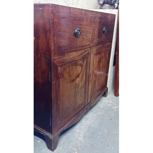 372 - Georgian Mahogany Inlaid Secretaire Cupboard - C. 112cm W x 55cm D x 112cm H