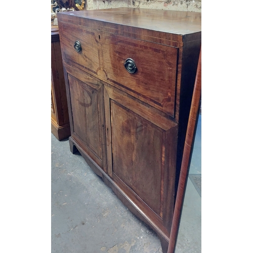 372 - Georgian Mahogany Inlaid Secretaire Cupboard - C. 112cm W x 55cm D x 112cm H