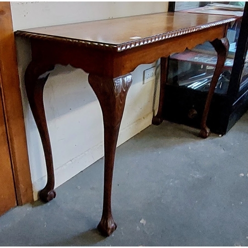 419 - Mahogany Rope Edge Hall Table on Ball and Claw Feet - C. 122cm W x 45cm D x 77cm H