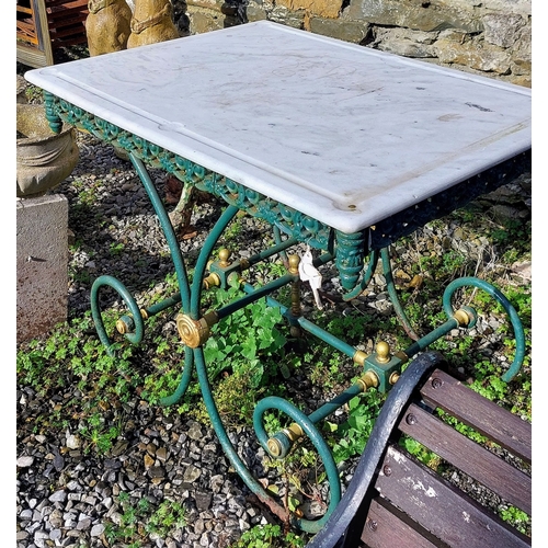 427 - French Pastry Table with a Cast & Wrought Iron Base & Marble Top - C. 102cm W x 75cm D x 75cm H