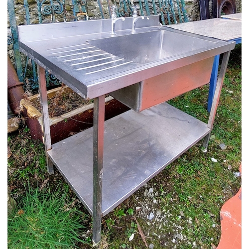 450 - Stainless Steel Sink - C. 112cm W x 63cm D x 90cm H