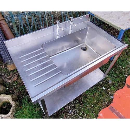 450 - Stainless Steel Sink - C. 112cm W x 63cm D x 90cm H