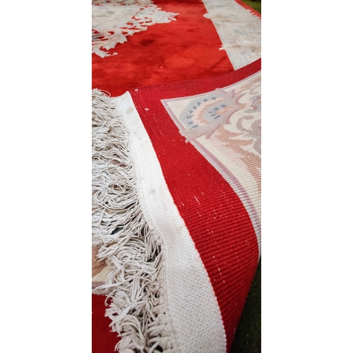 583 - Large Red Thick Pile Carpet Square - C. 400cm x 275cm