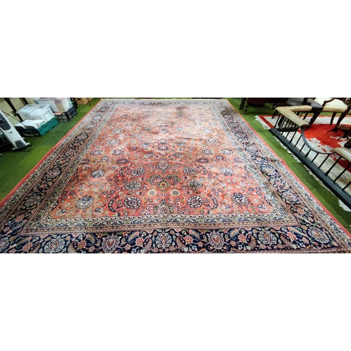 610 - Large Red Iranian Hand Knotted Woolen Carpet Square - C. 455cm x 365cm