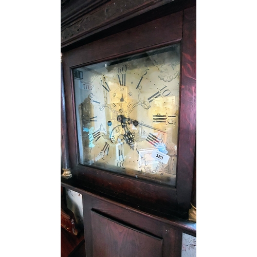 383 - Oak Case Brass Dial Longcase Clock