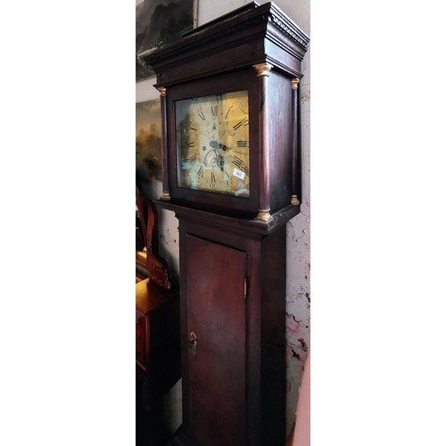 383 - Oak Case Brass Dial Longcase Clock