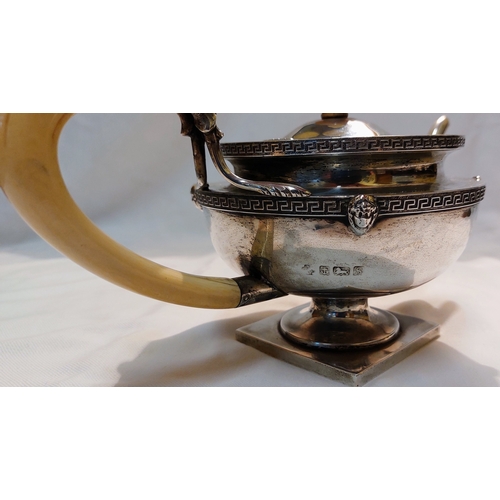 701 - George V Greek Key Style Tea Pot - Birmingham Silver 1917 Hutton & Sons - 704 grams