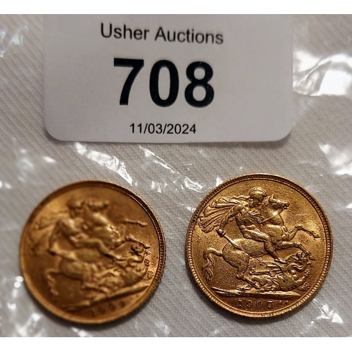 708 - Pair of Edwardian Gold Sovereigns 1907