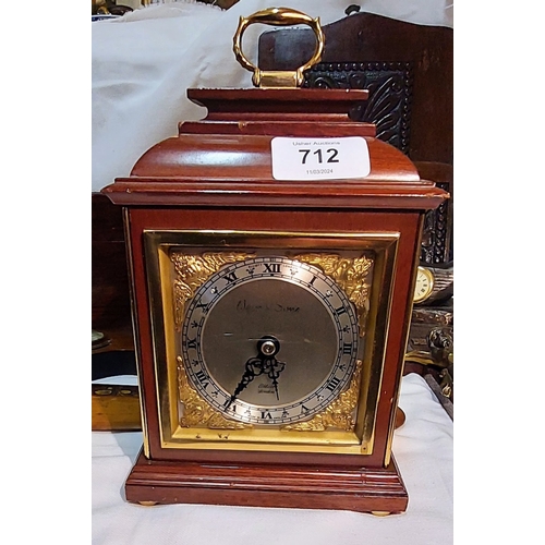 712 - Good Box of Treen to Include a Victorian Rosewood Tea Caddy, Clock by Weirs etc