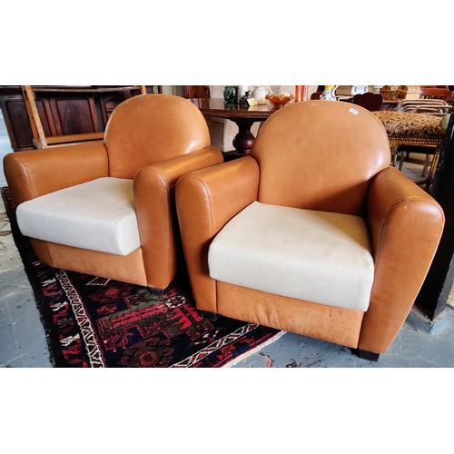 846 - Pair of Tan Leather Armchairs