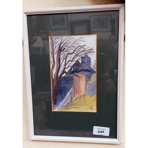 318A - Neat Size Framed Watercolour - Signed P.L