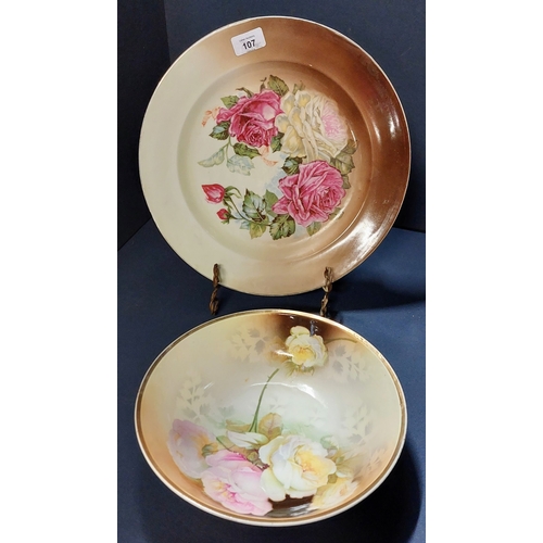 107 - Empire Floral Pattern Plate & German Floral Pattern Bowl