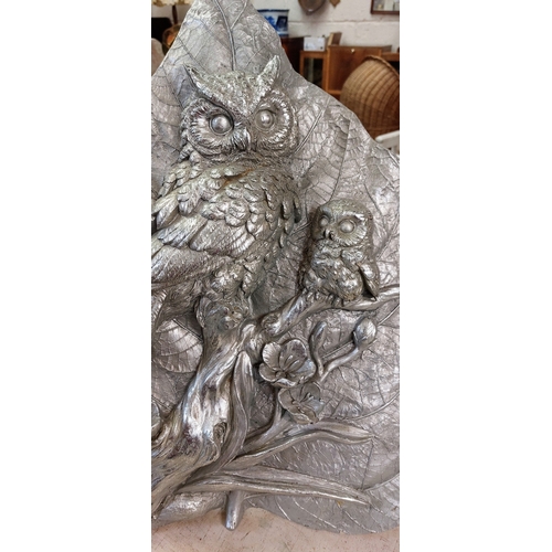 108 - Large Owl Plaque - Metal Clad