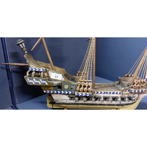 11 - Model of Sailing Ship - C. 92cm W x 50cm H