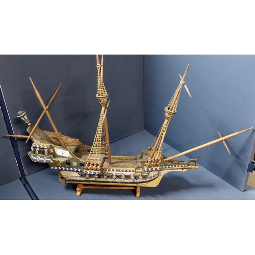 11 - Model of Sailing Ship - C. 92cm W x 50cm H