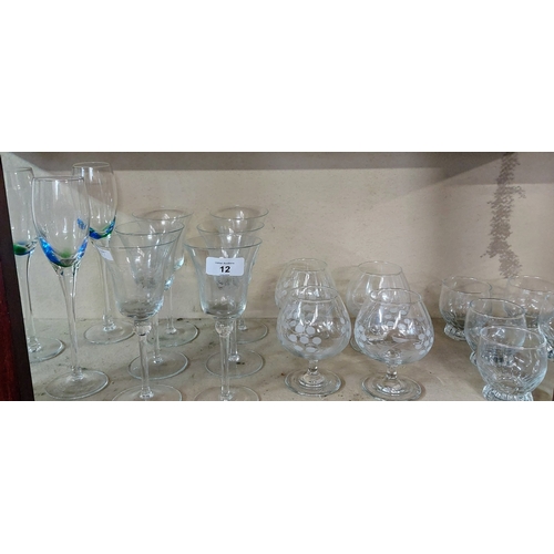 12 - Shelf Lot of Glassware