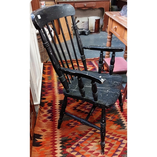 128 - Painted Pine Kitchen Armchair