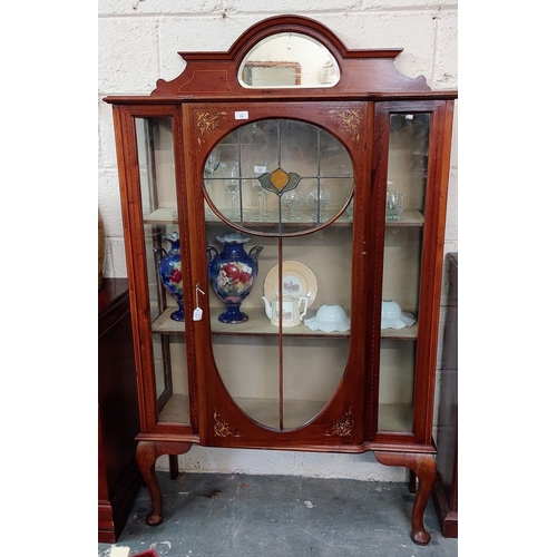 15 - Victorian Mahogany Single Door Inlaid Display Cabinet - C. 106cm W x 36cm D x 178cm H