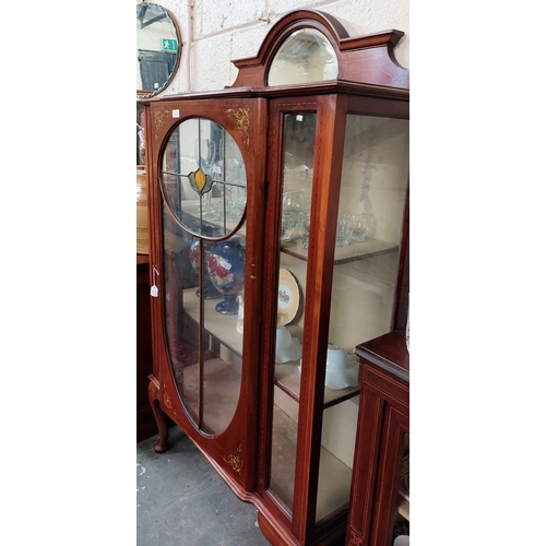 15 - Victorian Mahogany Single Door Inlaid Display Cabinet - C. 106cm W x 36cm D x 178cm H