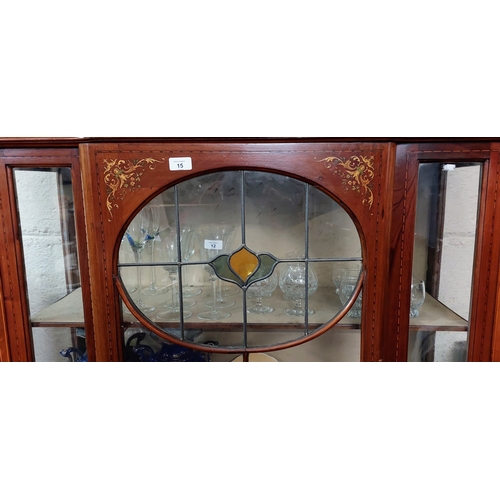 15 - Victorian Mahogany Single Door Inlaid Display Cabinet - C. 106cm W x 36cm D x 178cm H