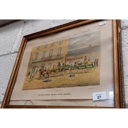 27 - Framed Hearns Hotel Clonmel Advertisement - C. 44cm W x 35cm H