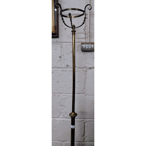 42 - Victorian Brass Extendible Oil Lamp Holder