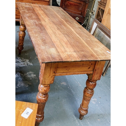 53 - Country Pine Table with 2 Drawers - C. 153cm W x 68cm D x 76cm H