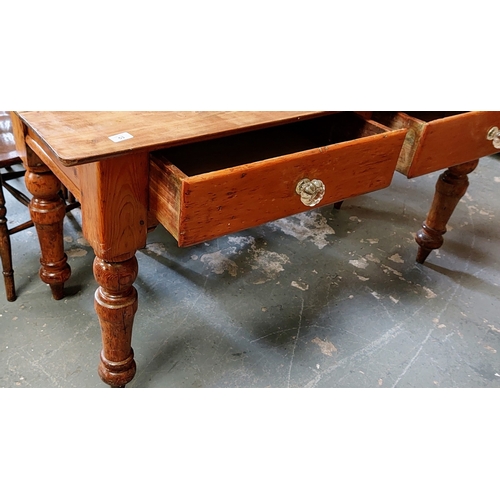 53 - Country Pine Table with 2 Drawers - C. 153cm W x 68cm D x 76cm H