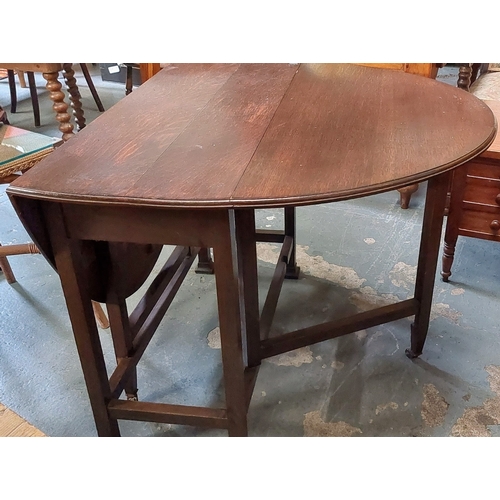 73 - D-End Drop Leaf Gate Leg Table - C. 100cm W x 40cm D x 73cm H