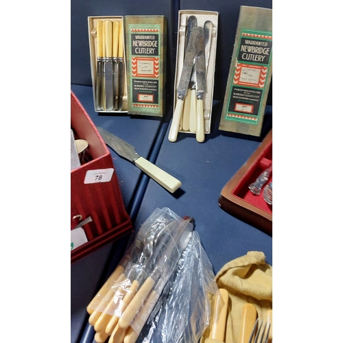 78 - Large Box of Mixed Cutlery & Canteen of Cutlery