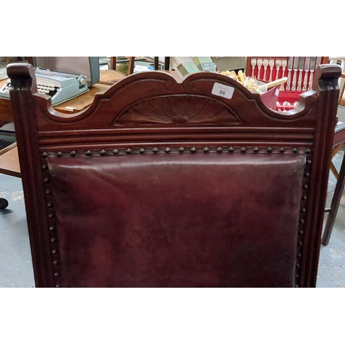 86 - Pair of Victorian Mahogany Library Chairs with Leather Upholstery