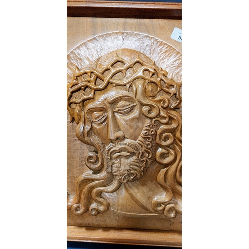 92 - 2 Carved Oak Religious Plaques - 