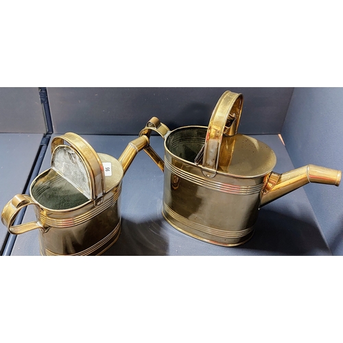 95 - 2 Polished Brass Watering Cans