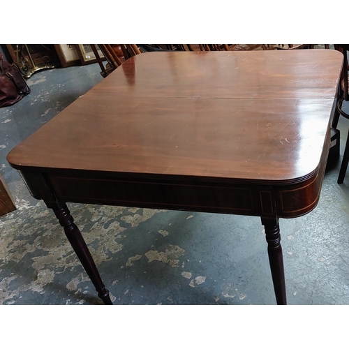 131 - Inlaid Mahogany Turn Over Leaf Tea Table on Turned Legs - C. 103cm W x 49cm D x 75cm H