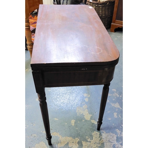 131 - Inlaid Mahogany Turn Over Leaf Tea Table on Turned Legs - C. 103cm W x 49cm D x 75cm H