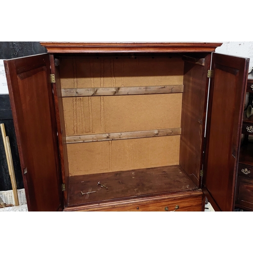 133 - Mahogany Linen Chest / Wardrobe with 2 Drawers - C. 129cm W x 58cm D x 192cm H