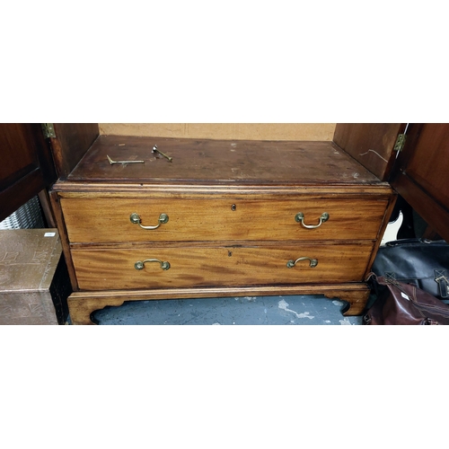 133 - Mahogany Linen Chest / Wardrobe with 2 Drawers - C. 129cm W x 58cm D x 192cm H