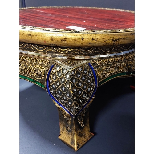 138 - Moroccan Style Jewel Encrusted Low Table - C. 50cm W x 26cm H